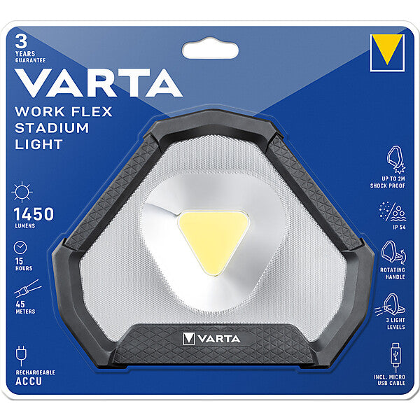 VARTA LED-Flächenarbeitsleuchte Li-Ion Akku, IP54 WorkFlex Stad.Light